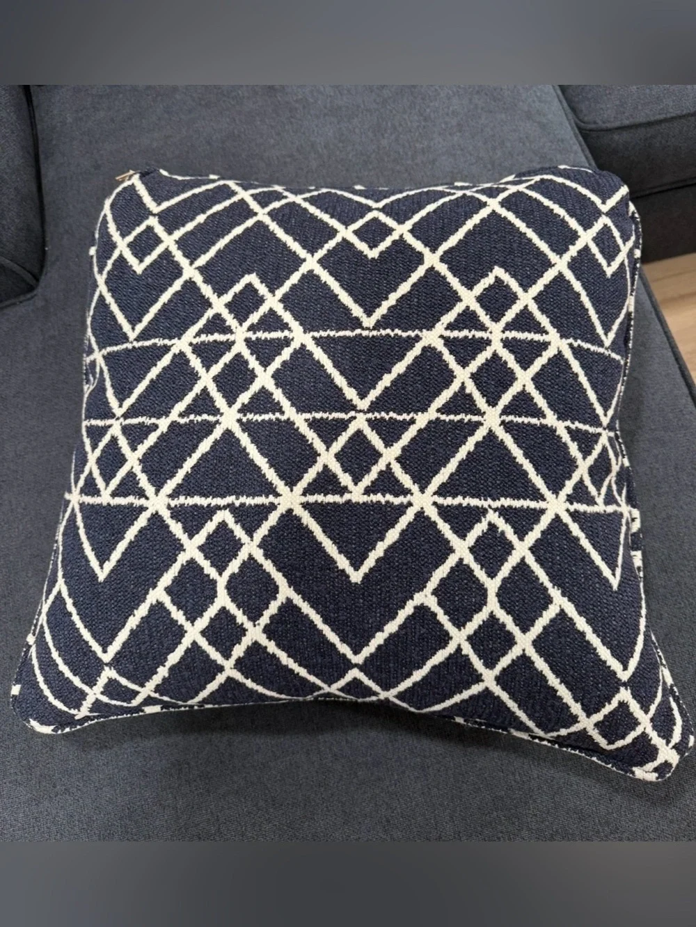 NWT Navy Cream Geometric Decorative Throw Pillow 22 inch